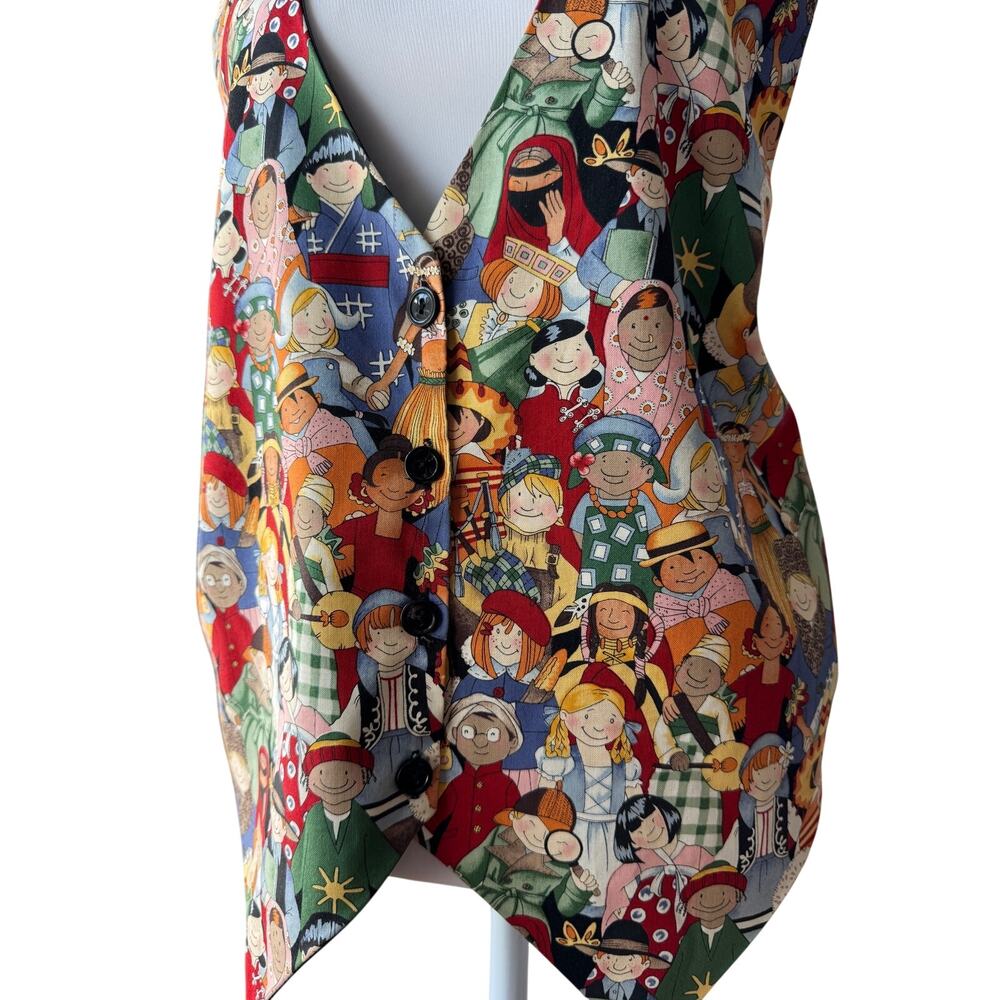 Vintage ‘90s 111 Main Smiling People V-Neck Button Front Adjustable Back Vest